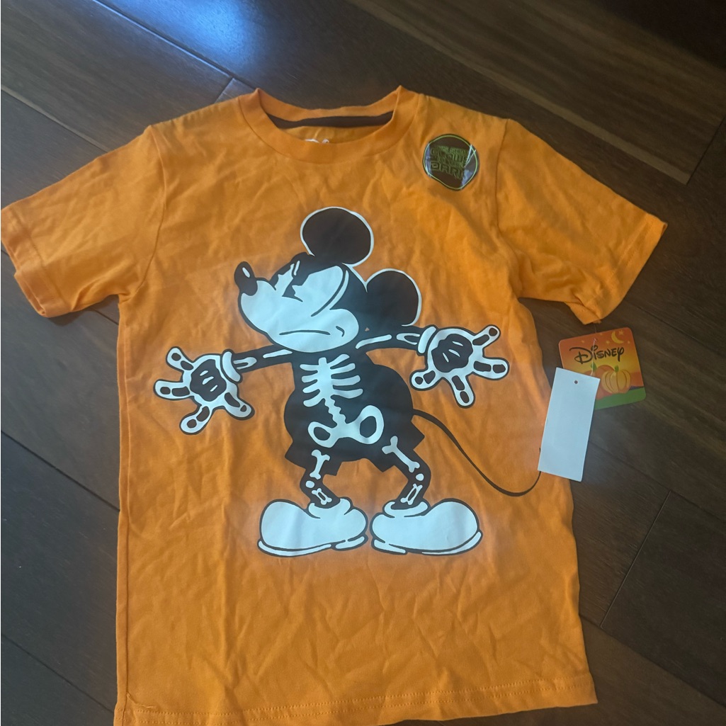 Disney Halloween T-Shirt With Mickey Skeleton Nwt Size S